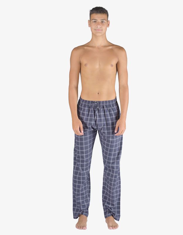GINA pánské kalhoty dlouhé pyžamové pánské, šité, klasické, s potiskem Pyžama 2023 79163P - lékořice šedobílá XL