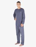 GINA pánské pyžamo dlouhé pánské, šité, s potiskem Pyžama 2023 79149P