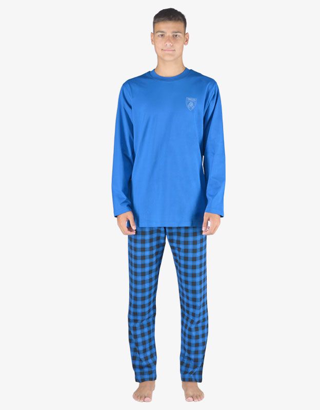 GINA pánské pyžamo dlouhé pánské, šité, s potiskem Pyžama 2023 79153P - atlantic tm.popel M