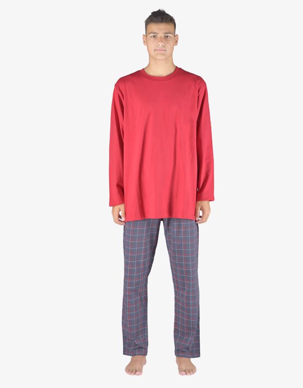 GINA pánské pyžamo dlouhé pánské, šité, s potiskem Pyžama 2023 79155P - martini tm. šedá XXL