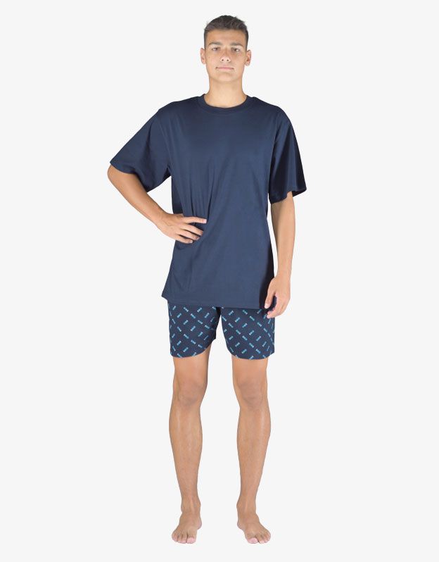 GINA pánské pyžamo krátké pánské, šité, s potiskem Pyžama 2023 79150P - lékořice tyrkysová XL