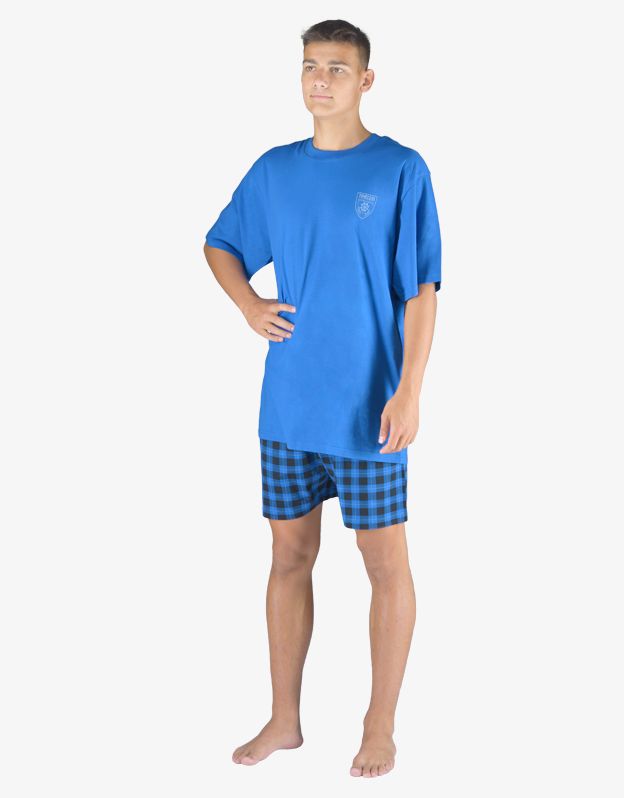 GINA pánské pyžamo krátké pánské, šité, s potiskem Pyžama 2023 79156P - atlantic tm.popel XXXXL