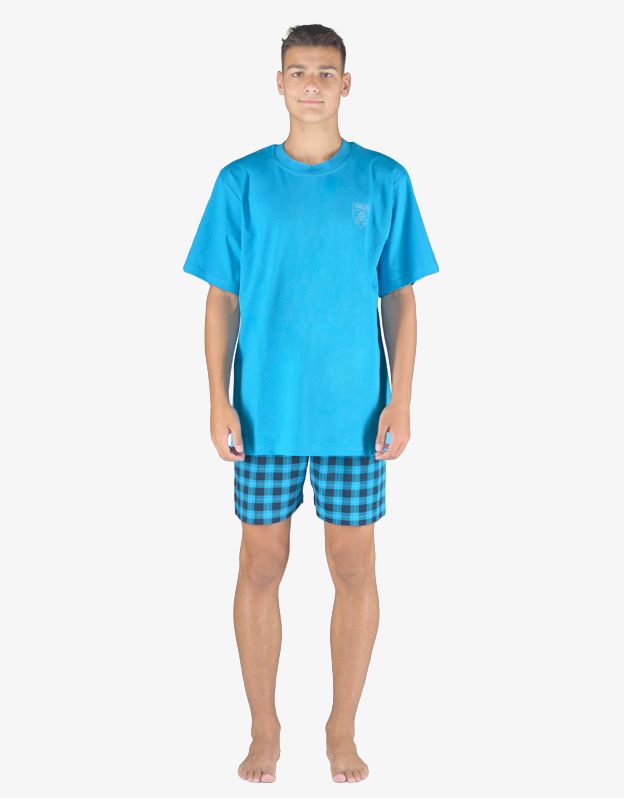 GINA pánské pyžamo krátké pánské, šité, s potiskem Pyžama 2023 79156P - dunaj lékořice XL