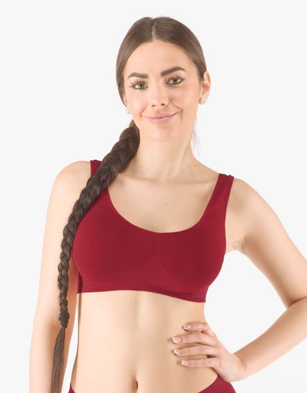 GINA dámské top podprsenkový se širokými ramínky, bez kostice, bezešvé, jednobarevné Bamboo PureLine 07011P - brandy M/L