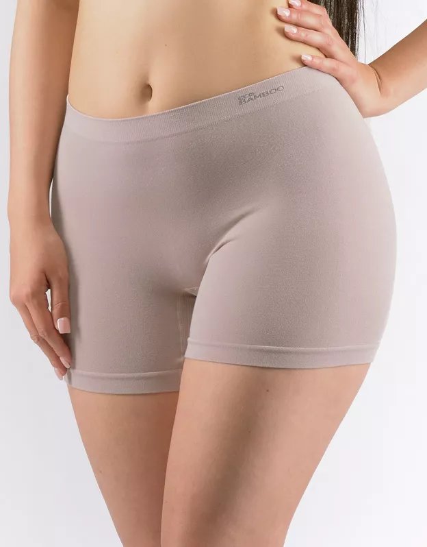 GINA dámské boxerky vyšší, kratší nohavička, bezešvé, klasické, jednobarevné Eco Bamboo 03018P - šedohnědá M/L