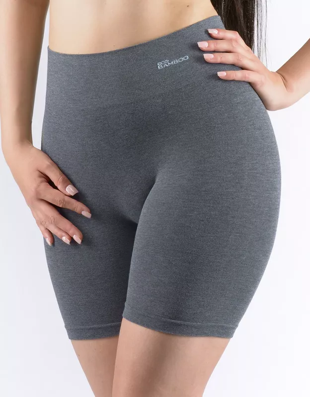 GINA dámské boxerky prodloužené, kratší nohavička, bezešvé, klasické, jednobarevné Eco Bamboo 03019P - šedá bílá M/L