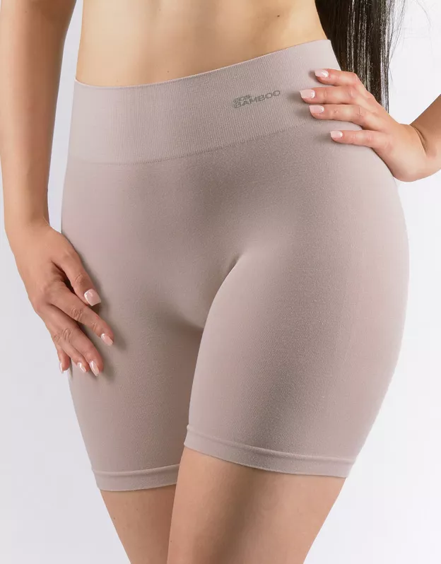 GINA dámské boxerky prodloužené, kratší nohavička, bezešvé, klasické, jednobarevné Eco Bamboo 03019P - šedohnědá L/XL