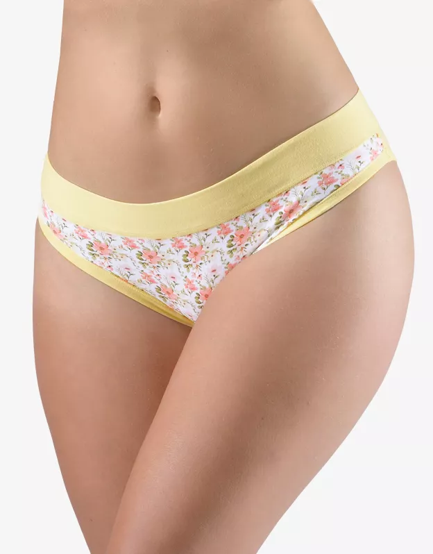 GINA dámské kalhotky bokové se širokým bokem, širší bok, šité, s potiskem Disco XVIII 16177P - šampaň maracuja 46/48