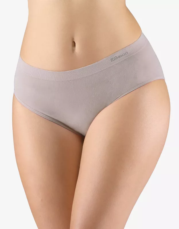 GINA dámské kalhotky klasické, širší bok, bezešvé, jednobarevné Eco Bamboo 00038P - šedohnědá XL/XXL
