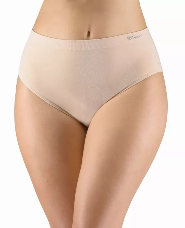 GINA dámské kalhotky klasické ve větších velikostech, větší velikosti, bezešvé, jednobarevné Eco Bamboo 01002P - béžová M/L