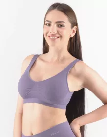 GINA dámské podprsenka sportovní s vycpávkami, bez kostice, bezešvé, jednobarevné Eco Bamboo 07014P