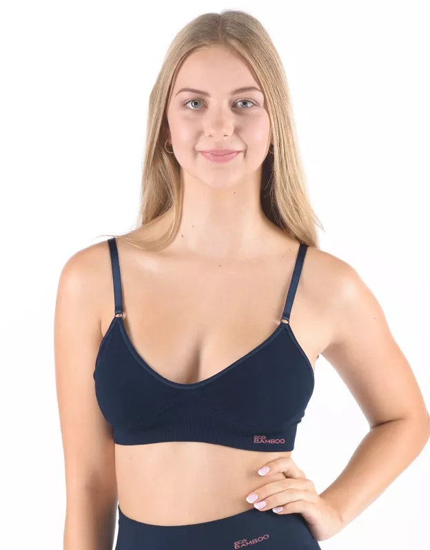GINA dámské podprsenka sportovní s vycpávkami, bez kostice, bezešvé, jednobarevné Eco Bamboo 07021P - lékořice tomato M/L
