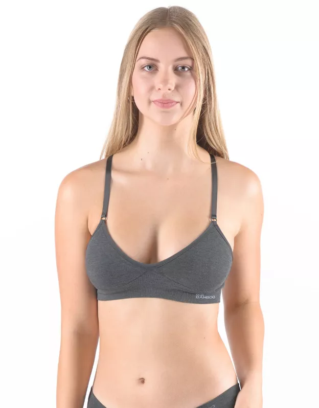 GINA dámské podprsenka sportovní s vycpávkami, bez kostice, bezešvé, jednobarevné Eco Bamboo 07021P - šedá bílá L/XL