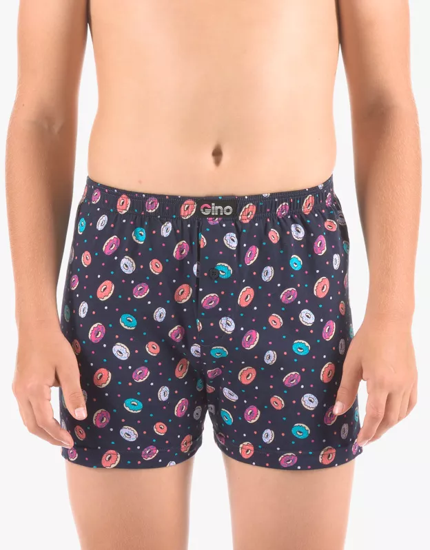 GINA dětské trenky volné chlapecké, šité, s potiskem 25017P - tm.popel muškátová 140/146