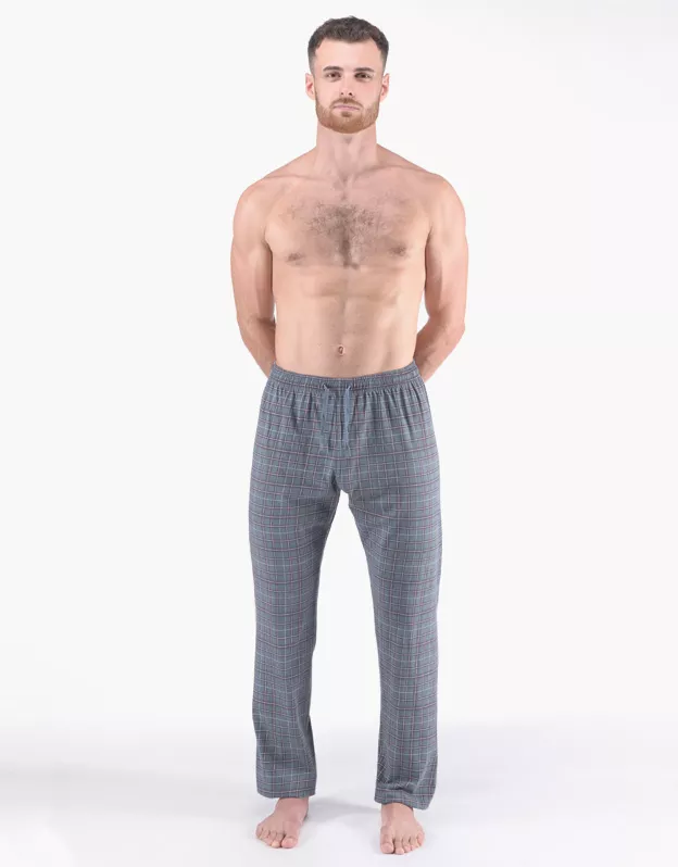 GINA pánské kalhoty dlouhé pyžamové pánské, šité, klasické, s potiskem Pyžama 2024 79185P -