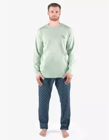 GINA pánské pyžamo dlouhé pánské, šité, s potiskem Pyžama 2024 79171P