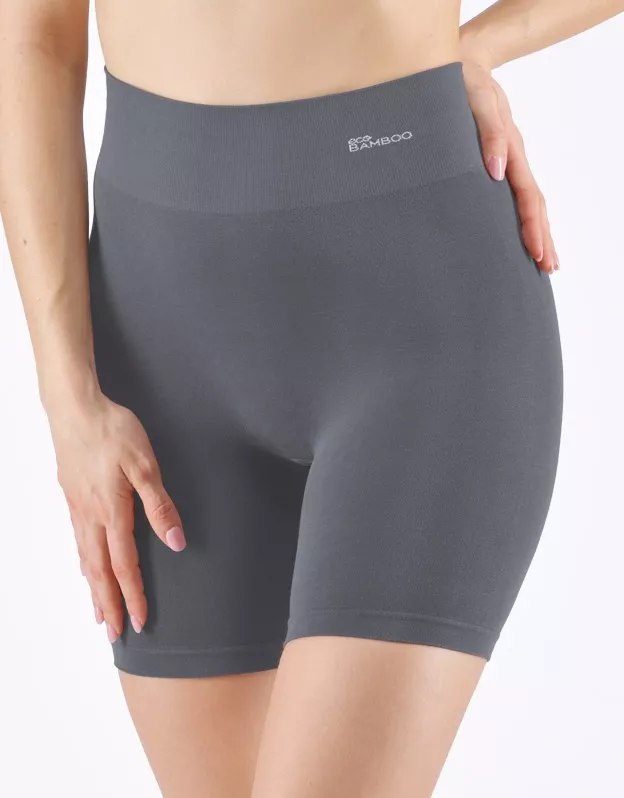 GINA dámské boxerky prodloužené, kratší nohavička, bezešvé, klasické, jednobarevné Eco Bamboo 03019P - tm. šedá L/XL