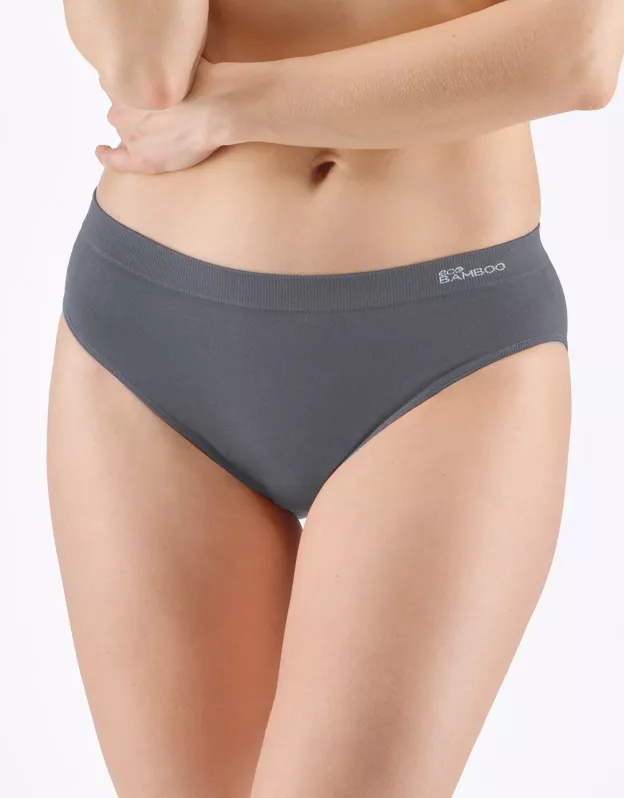 GINA dámské kalhotky klasické, širší bok, bezešvé, jednobarevné Eco Bamboo 00038P - tm. šedá L/XL