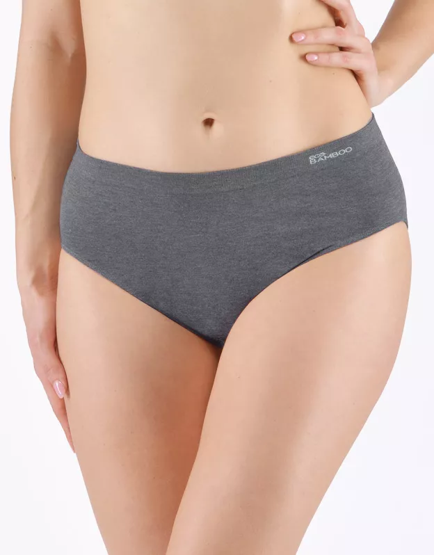 GINA dámské kalhotky klasické ve větších velikostech, větší velikosti, bezešvé, jednobarevné Eco Bamboo 01002P - šedá bílá XL/XXL