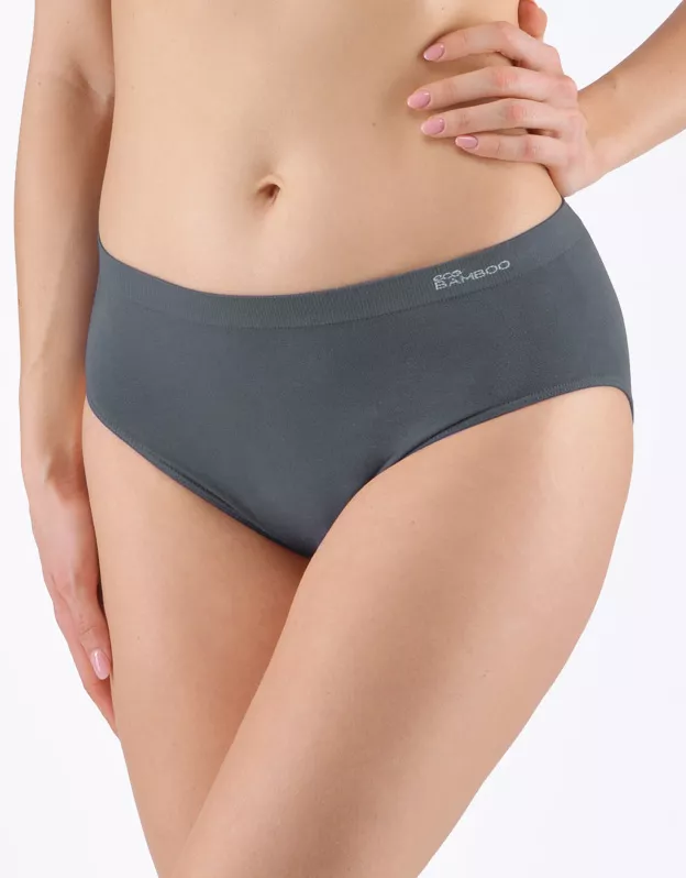 GINA dámské kalhotky klasické ve větších velikostech, větší velikosti, bezešvé, jednobarevné Eco Bamboo 01002P - tm. šedá L/XL