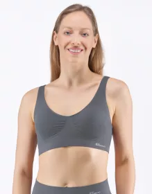 GINA dámské podprsenka sportovní s vycpávkami, bez kostice, bezešvé, jednobarevné Eco Bamboo 07014P