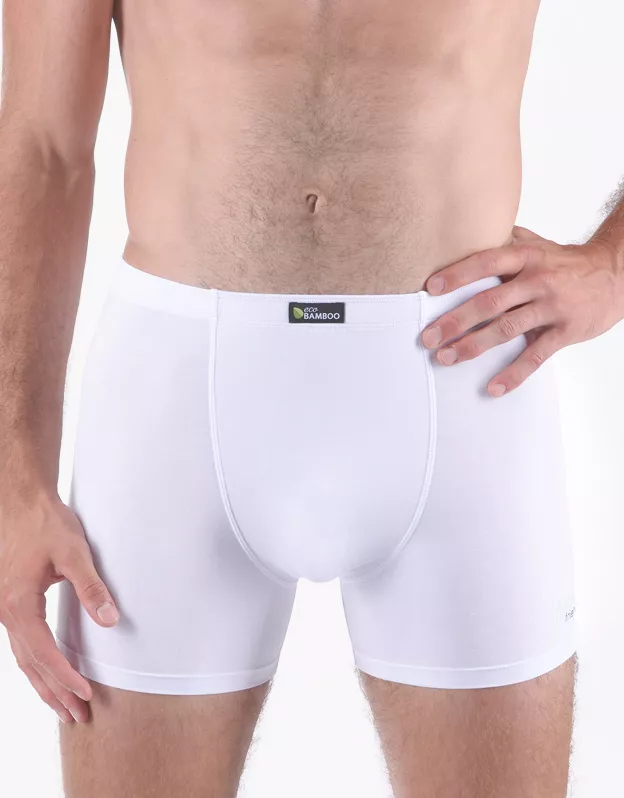 GINA pánské boxerky s delší nohavičkou, delší nohavička, šité, s potiskem Eco Bamboo 74163P