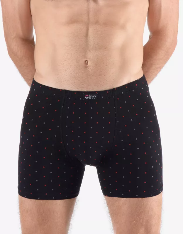 GINA pánské boxerky delší nohavička, šité, s potiskem 74173P - černá martini 58/60
