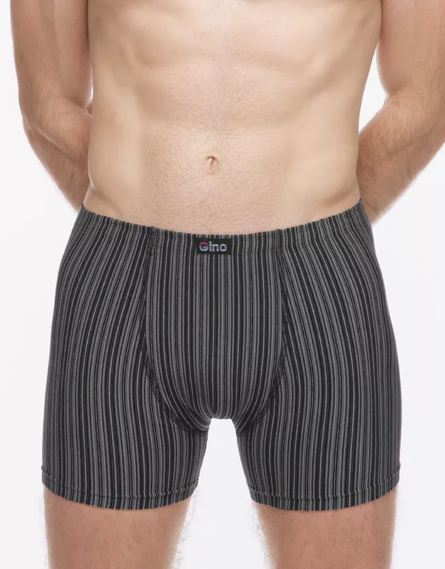 GINA pánské boxerky delší nohavička, šité 74183P - černá tm. šedá 54/56