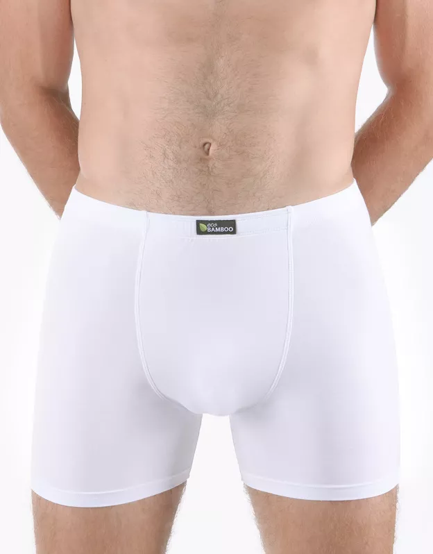GINA pánské boxerky s delší nohavičkou, delší nohavička, šité, jednobarevné Eco Bamboo 74159P - bílá 54/56
