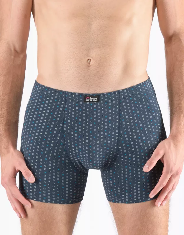 GINA pánské boxerky s delší nohavičkou nadměrné, šité, s potiskem 74174P - petrolejová aqua 62/64