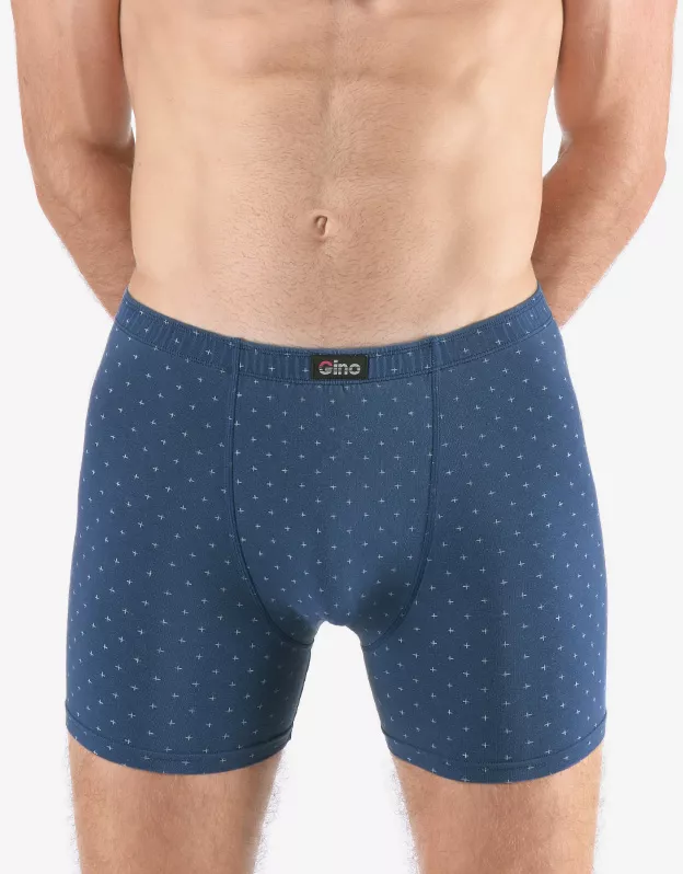 GINA pánské boxerky s delší nohavičkou nadměrné, šité, s potiskem 74175P - tm.popel sv. šedá 6668