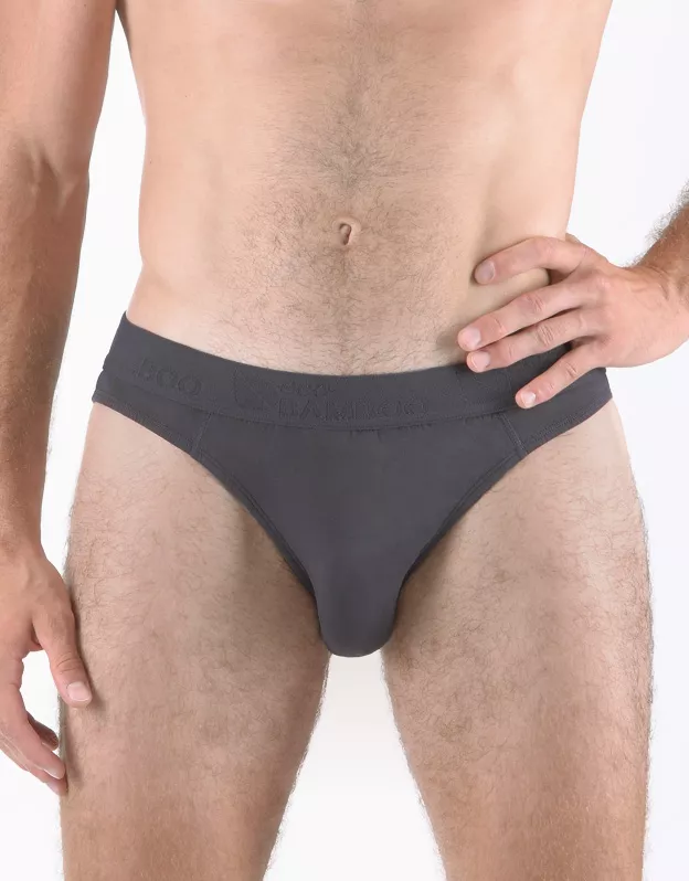 GINA pánské slipy s úzkým bokem, úzký bok, šité, jednobarevné Eco Bamboo 70070P - tm. šedá 58/60