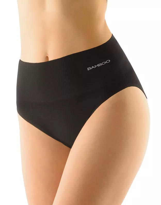 GINA dámské kalhotky klasické se širokým bokem, širší bok, bezešvé, jednobarevné Eco Bamboo 00039P - černá XL/XXL