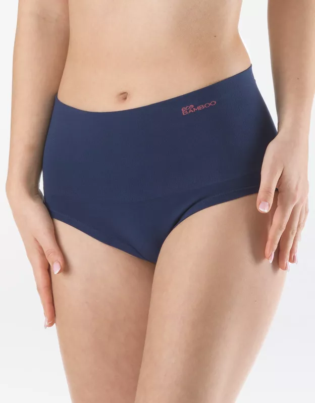 GINA dámské kalhotky klasické se zpevněným pasem, širší bok, bezešvé, jednobarevné Eco Bamboo 00052P - lékořice tomato XL/XXL