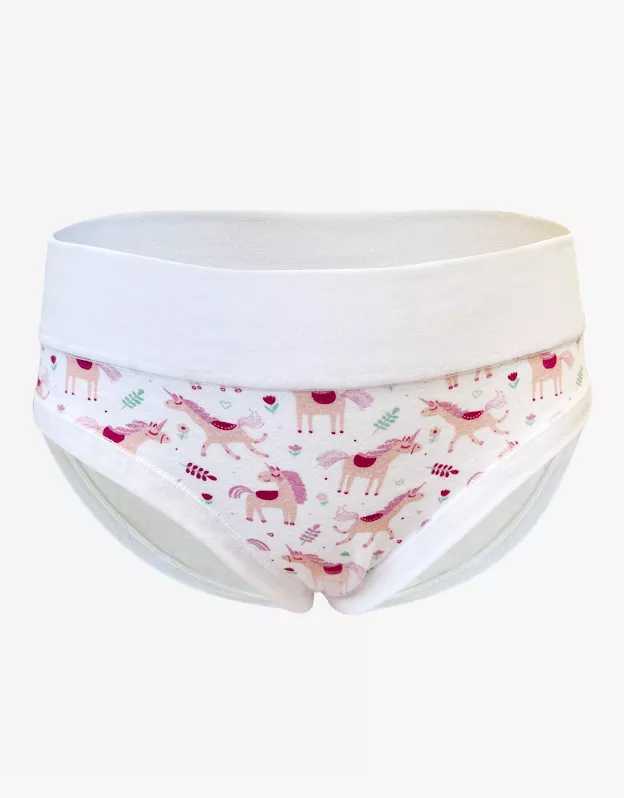 GINA dětské kalhotky klasické dívčí, úzký bok, šité, s potiskem Disco XIX 20028P - bílá cukrová 152/158