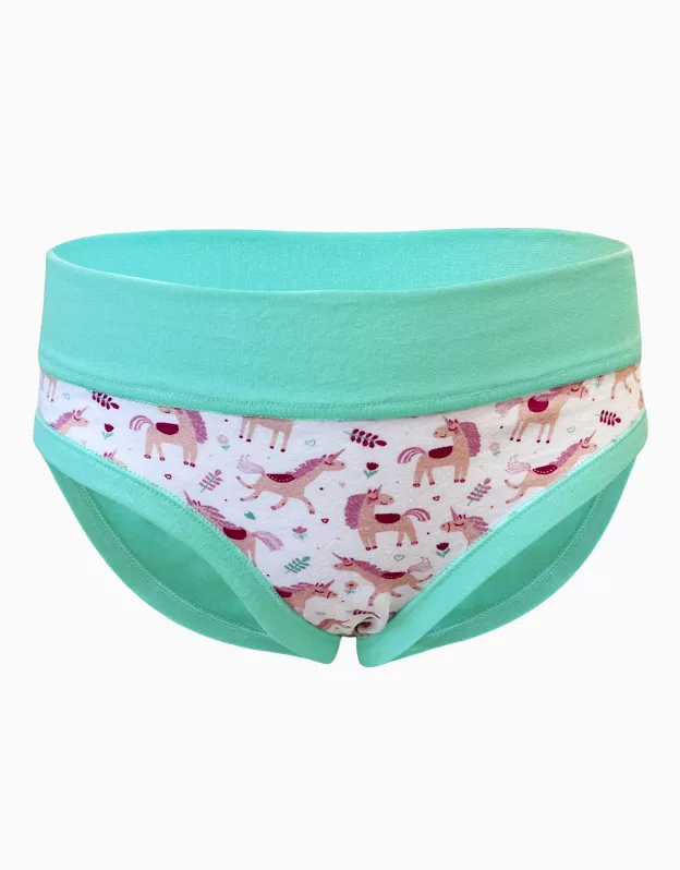 GINA dětské kalhotky klasické dívčí, úzký bok, šité, s potiskem Disco XIX 20028P - peprmint cukrová 140/146