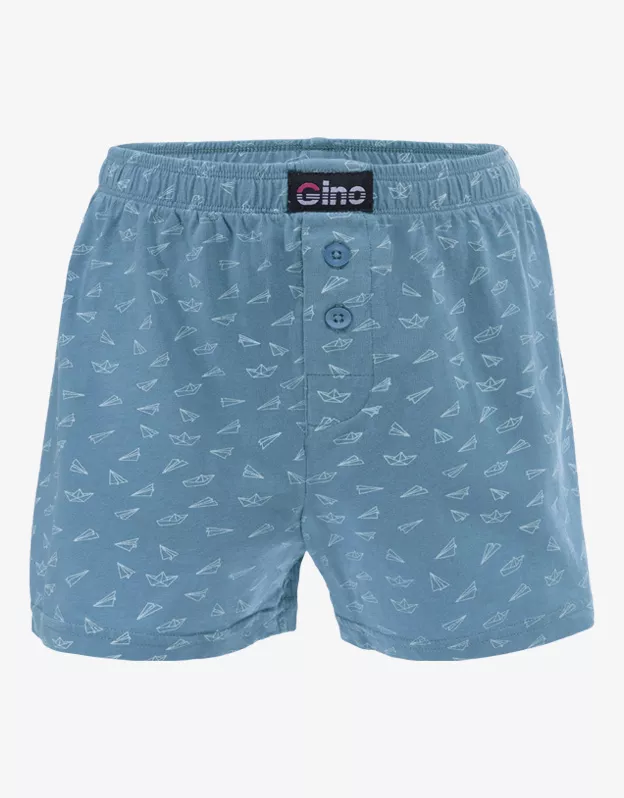 GINA dětské trenky volné chlapecké, šité, s potiskem 65016P - kouřová bílá 152/158