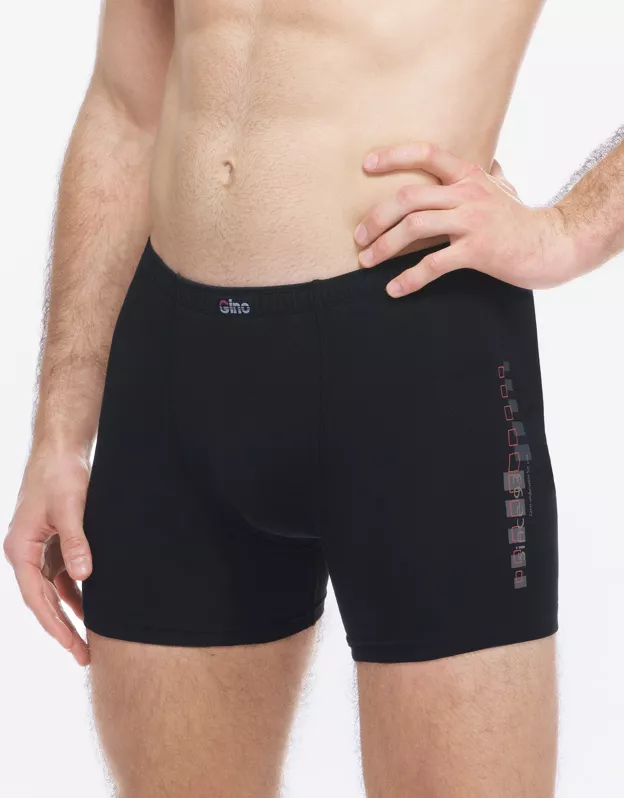 GINA pánské boxerky delší nohavička, šité, s potiskem 74176P - černá mrkvová 54/56