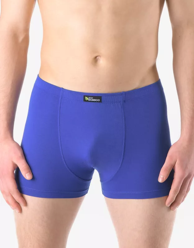 GINA pánské boxerky s kratší nohavičkou, kratší nohavička, šité, jednobarevné Eco Bamboo 73125P - modrá 54/56