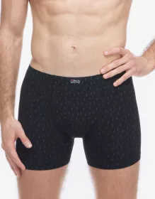 GINA pánské boxerky s delší nohavičkou nadměrné, šité, s potiskem  74182P | černá tm. šedá 62/64, černá tm. šedá 66/68, lékořice akvamarín 62/64, lékořice akvamarín 66/68