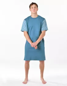 GINA pánské košile noční pánská krátký rukáv, šité, s potiskem Pyžama 2025 79202P | měsíc dunaj L, měsíc dunaj M, měsíc dunaj XL, měsíc dunaj XXL