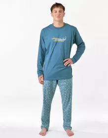 GINA pánské pyžamo dlouhé pánské, šité, s potiskem Pyžama 2025 79191P