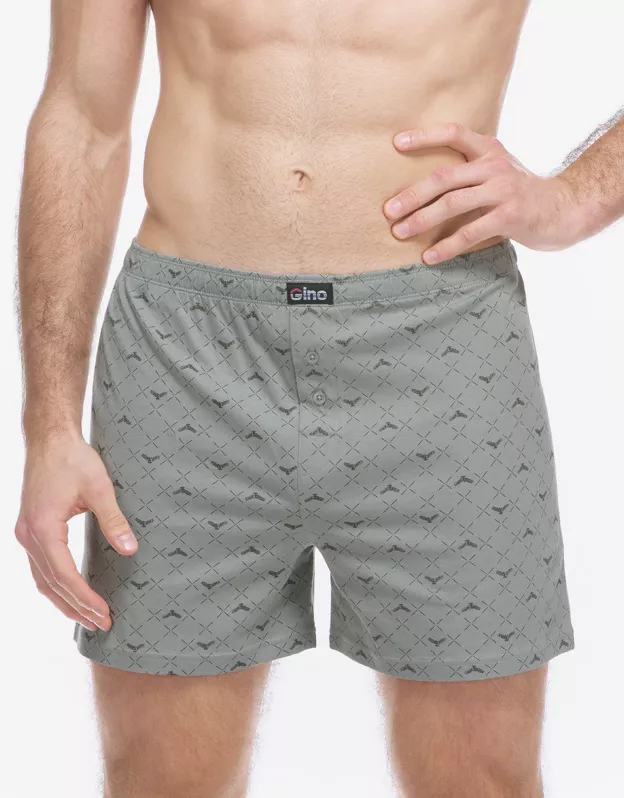 GINA pánské trenky volné, šité, s potiskem 75214P - šedá tm. šedá 58/60 GINA pánské trenky volné, šité, s potiskem 75214P - šedá tm. šedá 58/60