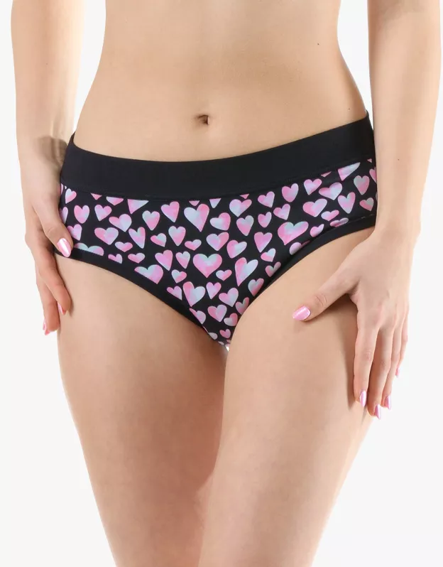 GINA dámské kalhotky klasické, širší bok, šité, s potiskem Disco XIX 10294P - černá cukrová 42/44