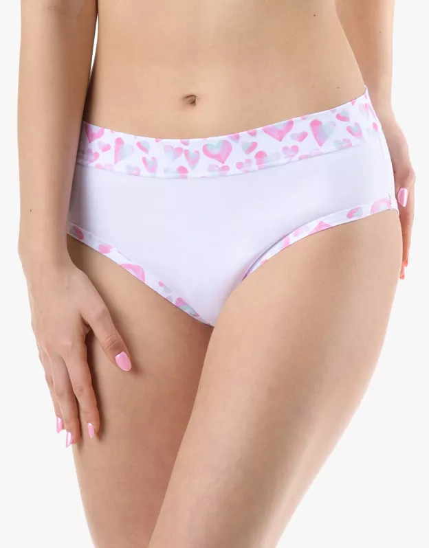 GINA dámské kalhotky klasické, širší bok, šité, s potiskem Disco XIX 10295P - bílá cukrová 50/52