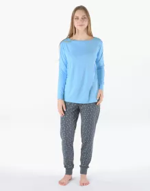 GINA dámské pyžamo dlouhé dámské, šité, s potiskem Pyžama Bamboo 19179P