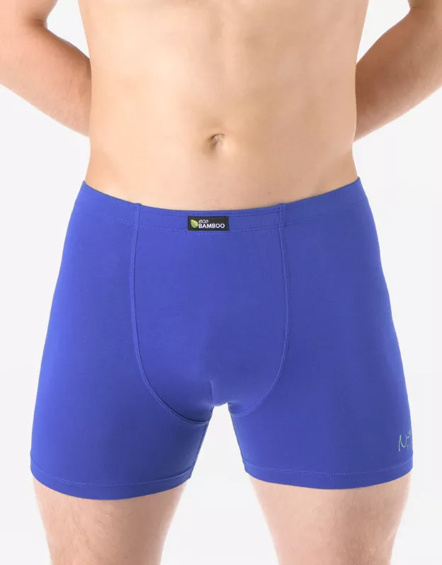 GINA pánské boxerky s delší nohavičkou, delší nohavička, šité, s potiskem Eco Bamboo 74163P - modrá olivová 50/52