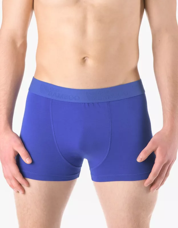 GINA pánské boxerky s kratší nohavičkou, kratší nohavička, šité, jednobarevné Eco Bamboo 73126P - modrá 54/56