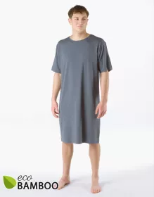 GINA pánské košile noční pánská krátký rukáv, šité, jednobarevné Pyžama Bamboo 79206P | tm. šedá L, tm. šedá M, tm. šedá XL, tm. šedá XXL