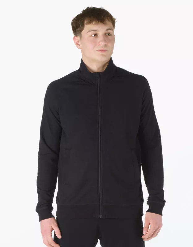 GINA pánské mikina s dlouhým rukávem, dlouhý rukáv, šité, jednobarevné ECO Bamboo Sport 99008P - černá XXL